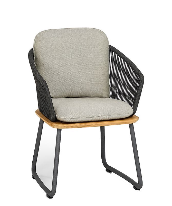 Denia Dining Fauteuil Outdoor avec coussin d'assise et de dossier Zori Matcha Weishäupl 